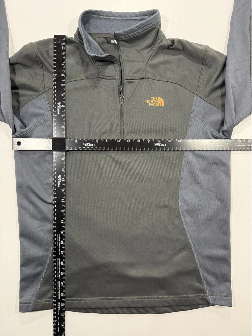 The North Face Pullover Mens M Gray Blue 1/4 Zip Fleece Hiking Outdoor Jacket